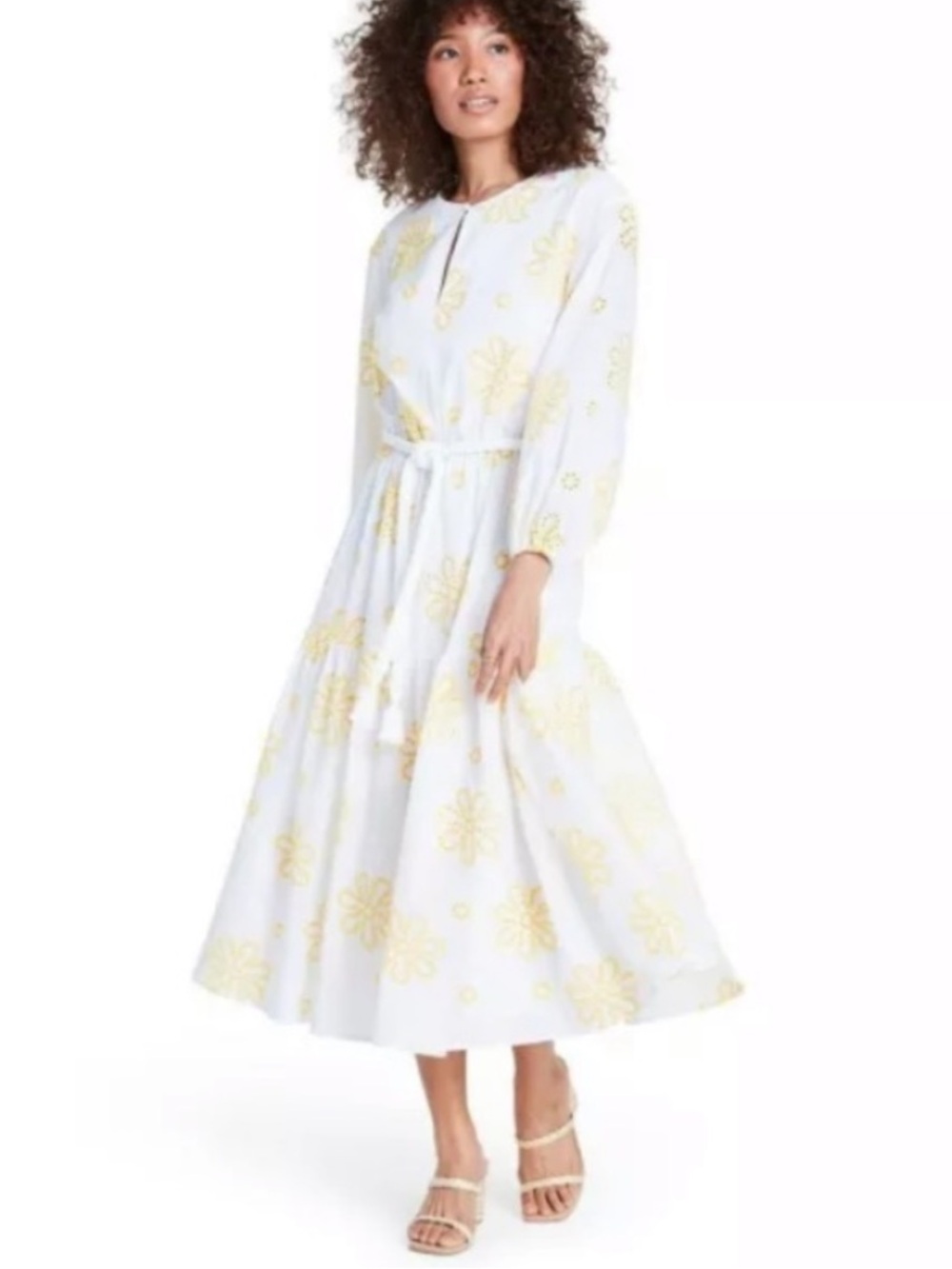 Alexis White Maxi Dress with Yellow Floral Motif